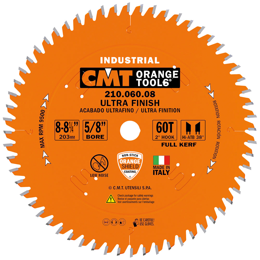 CMT 210.060.08 Ultra Finish-Plywood & Melamine Saw Blade 8" x T60 ATB 5/8" Bore