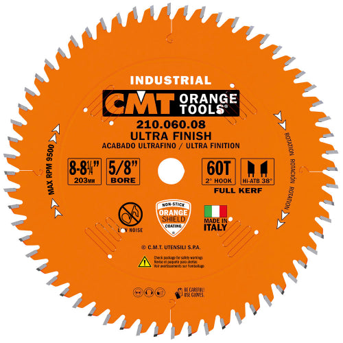 CMT 210.060.08 Ultra Finish-Plywood & Melamine Saw Blade 8" x T60 ATB 5/8" Bore