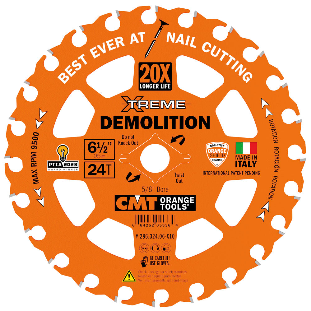 CMT 286.324.06 Xtreme Demolition Saw Blade 6-1/2" x 5/8" 24T - 10 Pack