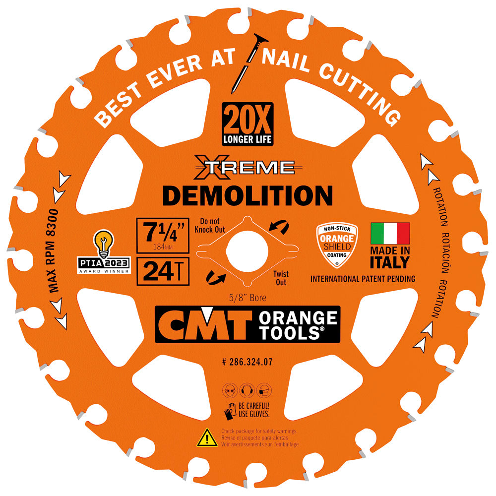 CMT 286.324.07 Xtreme Demolition Saw Blade 7-1/4" x 5/8 24T