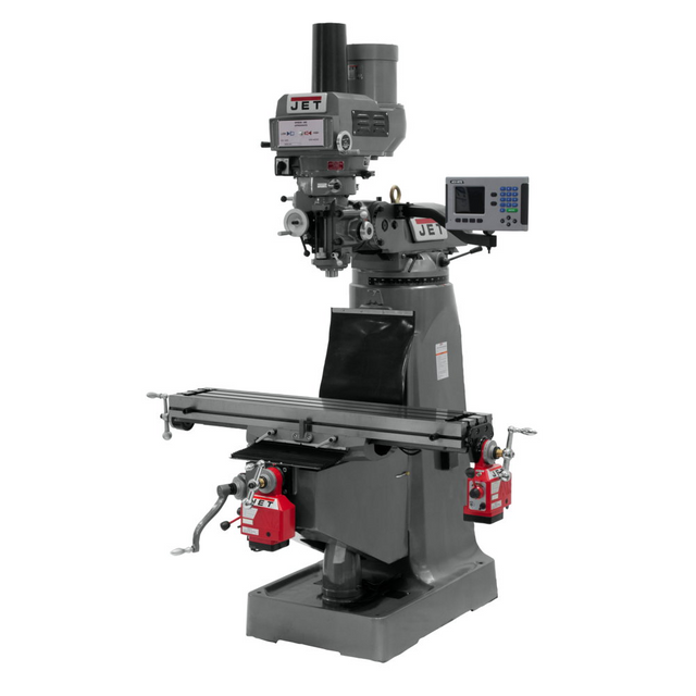 JET JTM-4VS Mill w/3-Axis ACU-RITE 203 DRO (Quill) w/X & Y-Axis Powerfeeds & Power Draw Bar 460V