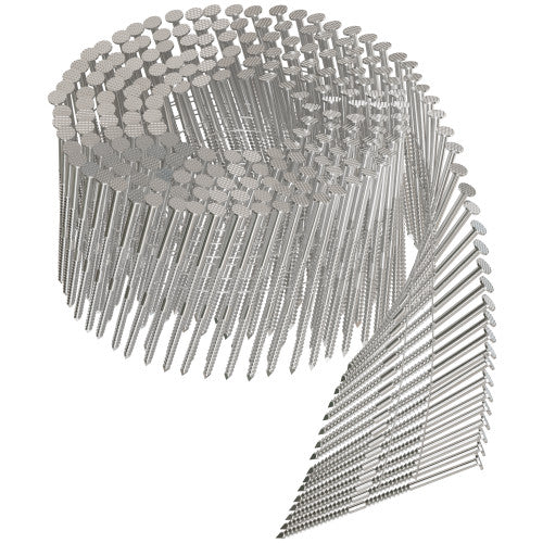 2 1/4" x .092 Ring-Shank 15° Wire Coil Siding Nail, 304 SS