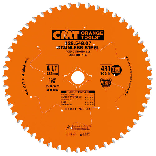 CMT 226.548.07 Stainless Steel Saw Blade 7-1/4" x 5/8" T48 FWF