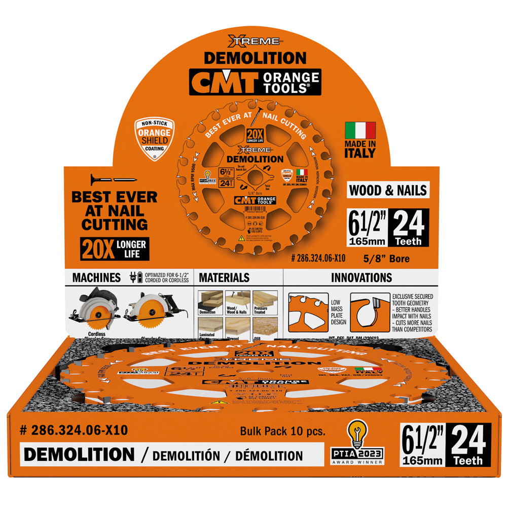 CMT 286.324.06 Xtreme Demolition Saw Blade 6-1/2" x 5/8" 24T - 10 Pack
