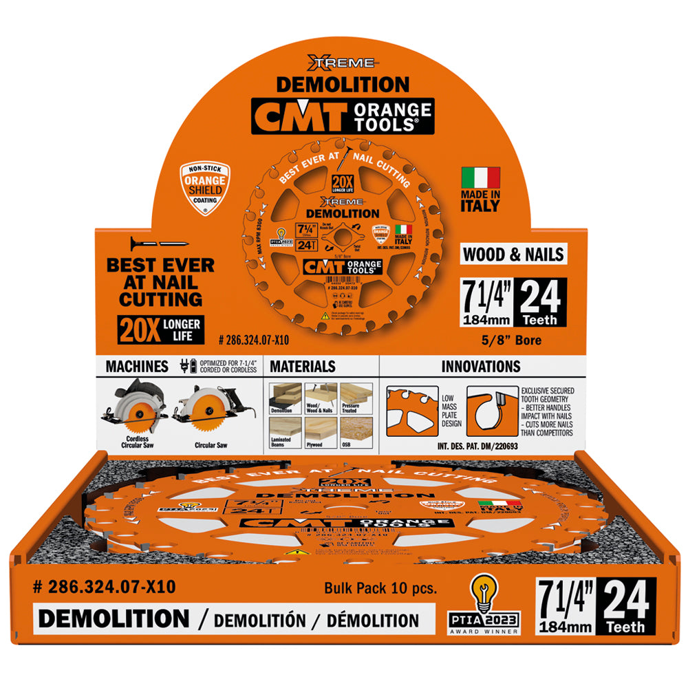 CMT 286.324.07 Xtreme Demolition Saw Blade 7-1/4" x 5/8 24T 10Pk