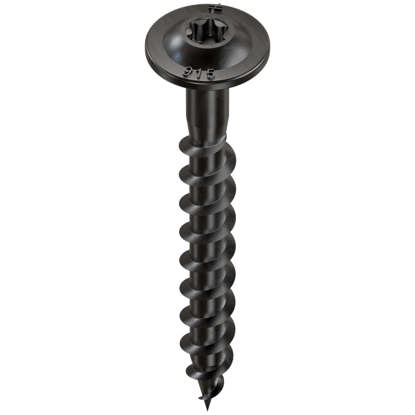 Simpson #9 x 1-1/2" Black Wafer-Head Connector Screw Double Barrier Coating