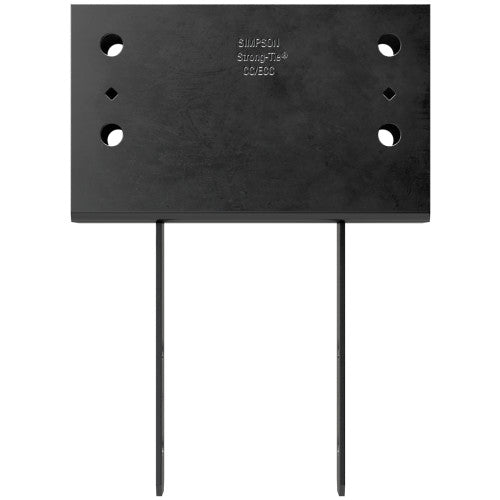 Black metal sign post with Simpson Strong-Tie branding on a white background