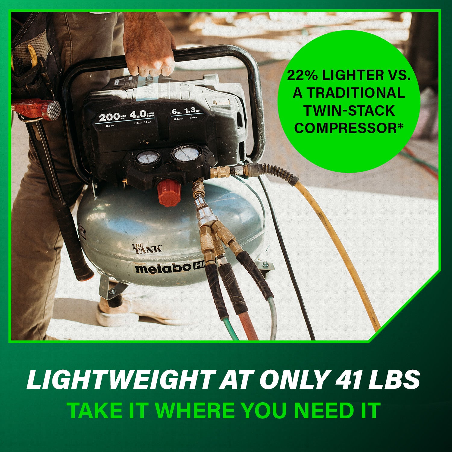 Metabo HPT The Tank 6 Gallon 200 PSI Job Site Compressor EC914SM