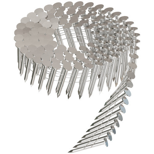 1 1/2" x 0.12 Smooth-Shank 15° Wire Coil Roofing Nail, 304 SS