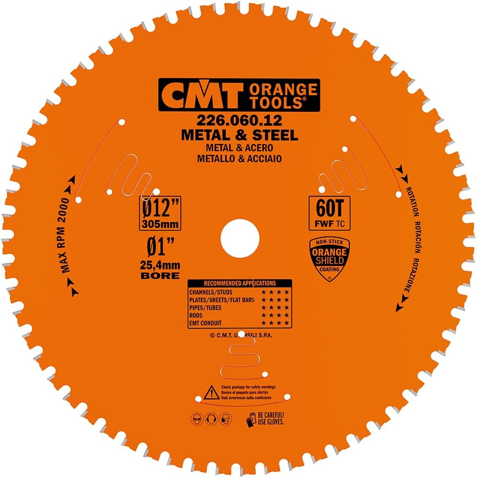 CMT 226.060.12 Metal & Steel Dry Cut Saw Blade 12" x 1" T60 FWF