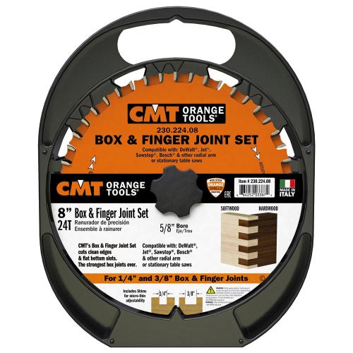 CMT 230.224.08 Box and Finger Joint Set 8"x0.250"/0.125" x 5/8" T24 FTG