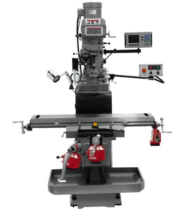 JET JTM-1254VS Variable Speed Vertical Mill w/ACU-RITE 203 DRO X Y & Z Powerfeeds 460V