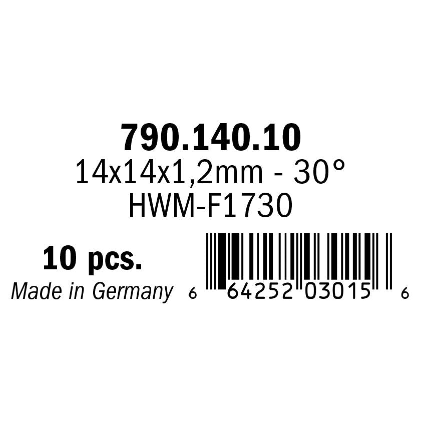 CMT 790.140.10 Solid Carbide Knives (4/30 degrees) 14x14x1.2mm 10Pk