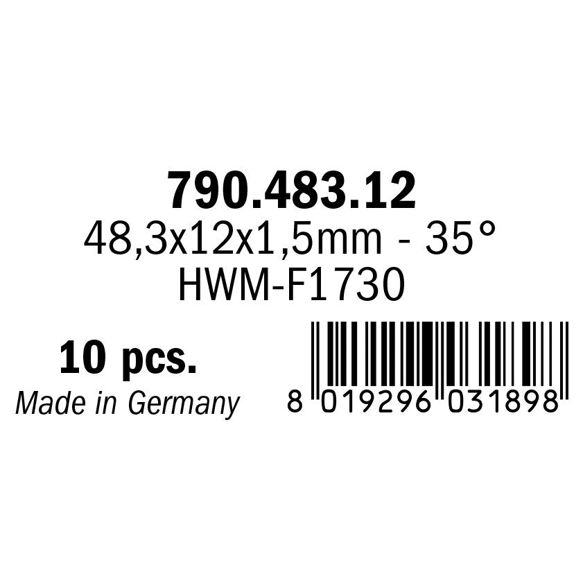CMT 790.483.12 Solid Carbide Knives (4/35 degrees) 48.3x12x1.5mm 10Pk