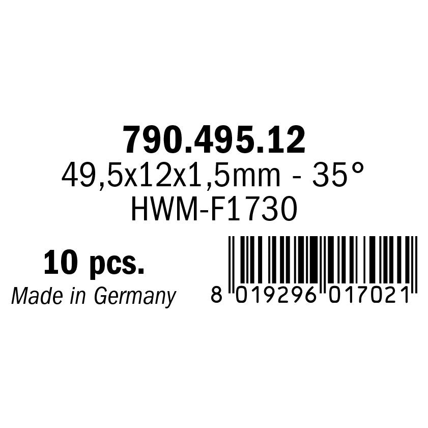 CMT 790.495.12 Solid Carbide Knives (4/35 degrees) 49.2x12x1.5mm 10Pk