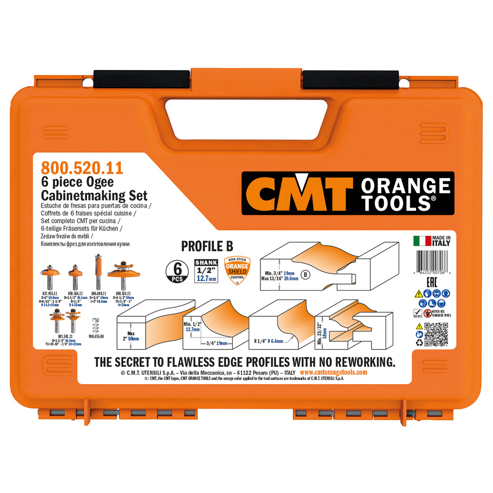 CMT 800.520.11 6-Piece Ogee Cabinet Making Set Shank: 1/2"