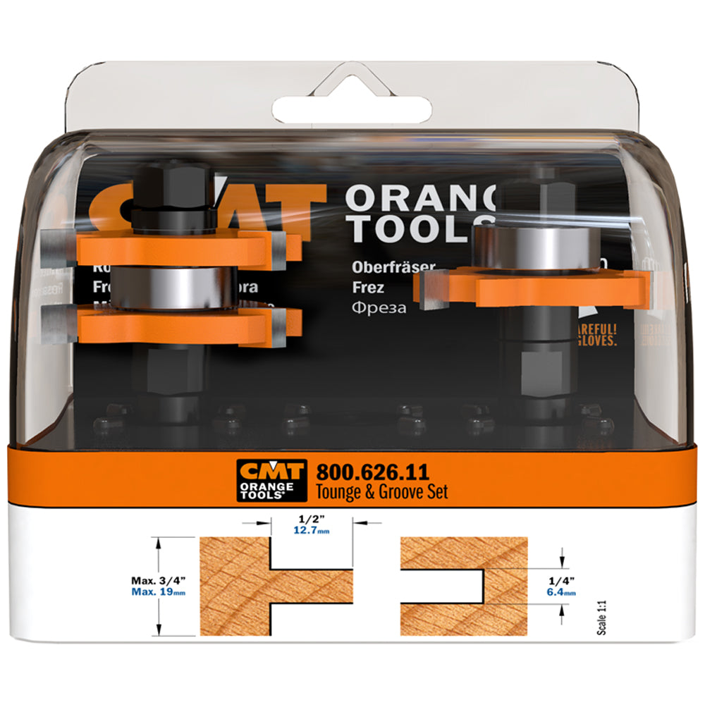CMT 800.626.11 Tongue and Groove Set 1-7/8" x 3/4" Depth: 1/2" Shank: 1/2" (A+B)