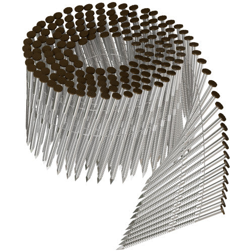 3" x 0.12 Dark Brown Painted Ring-Shank 15° Wire Coil Decking Nail