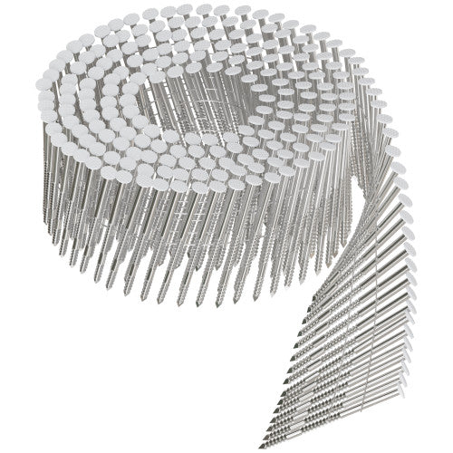6d x 2" White Painted 15° Wire Coil Ring-Shank Nail 304 SS