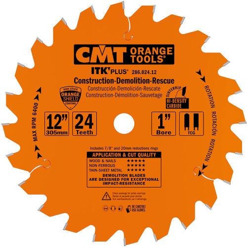 CMT 286.024.12 Demolition Saw Blade 12" T24 1" Bore