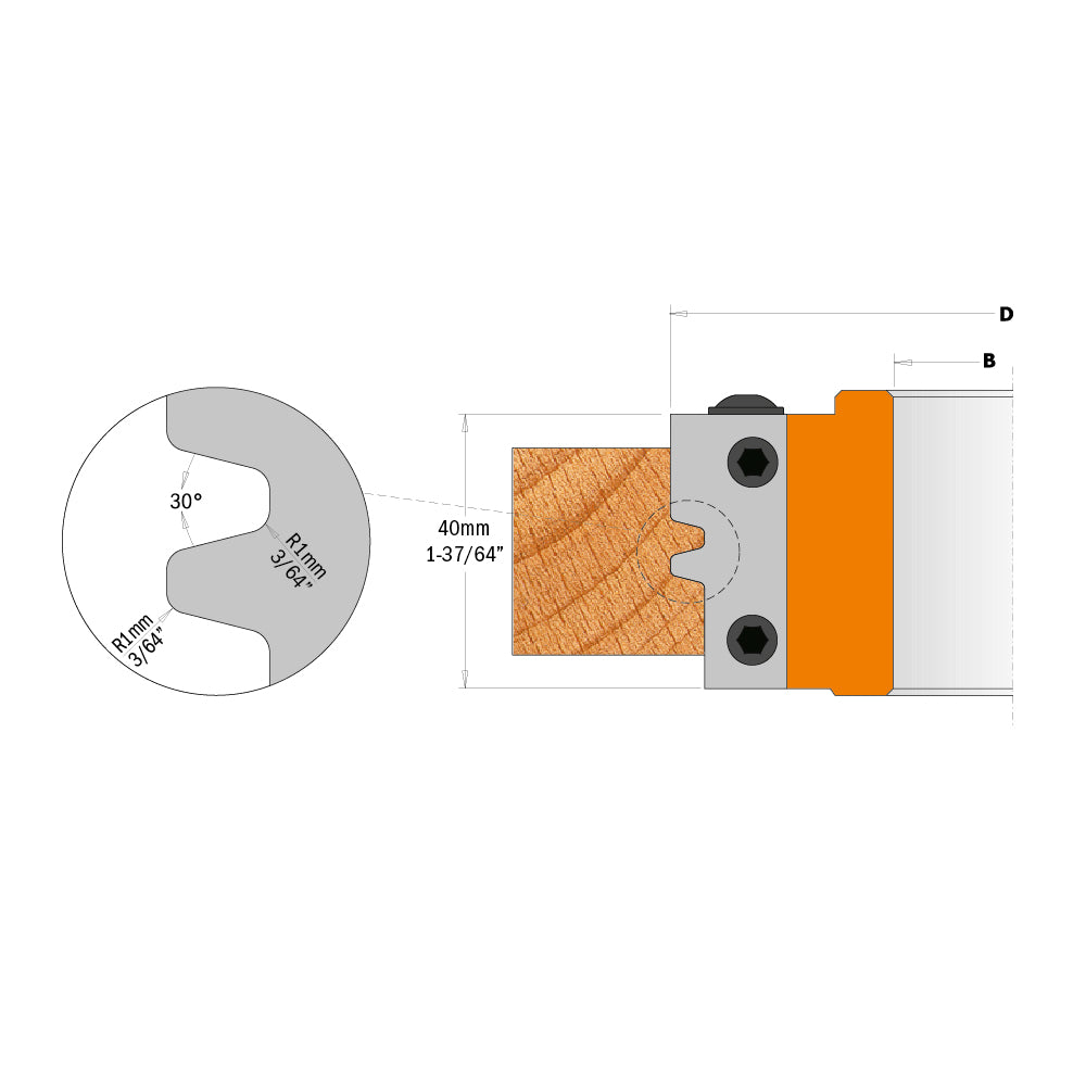 CMT 694.009.31 Reverse Glue Joint Cutter Heads 4" B=1-1/4"