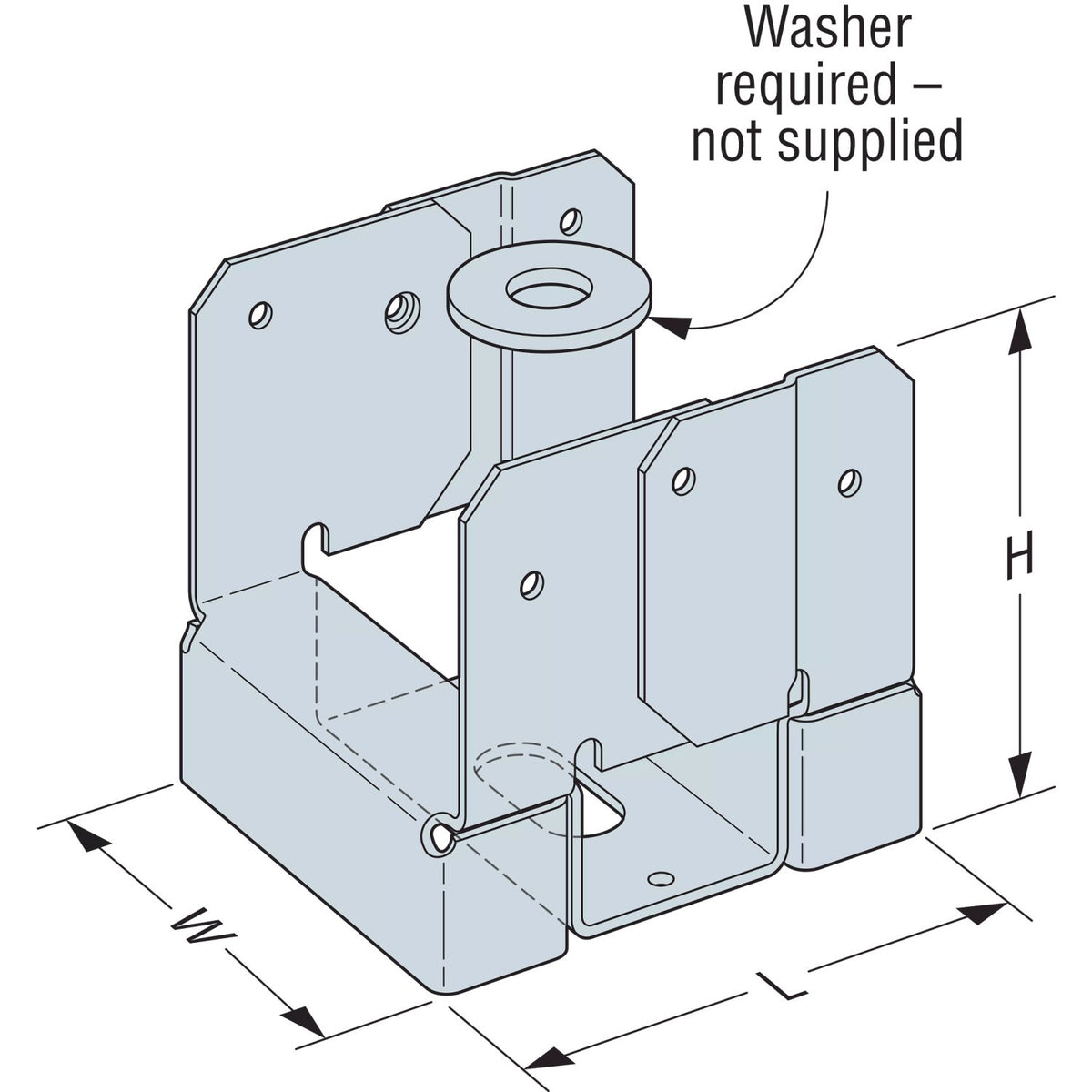 Simpson Double 2 x 4 Adjustable Post Base ZMAX ABA24-2Z