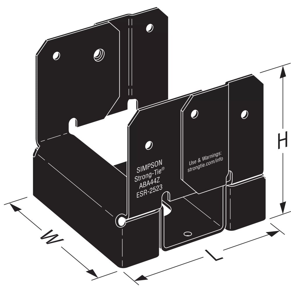 Simpson ABA44PC Outdoor Accents ZMAX, Black Powder-Coated Adjustable Standoff Post Base for 4x4
