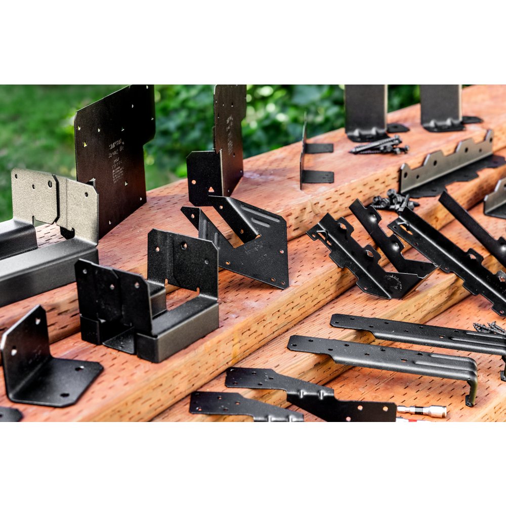 Simpson ABA44PC Outdoor Accents ZMAX, Black Powder-Coated Adjustable Standoff Post Base for 4x4