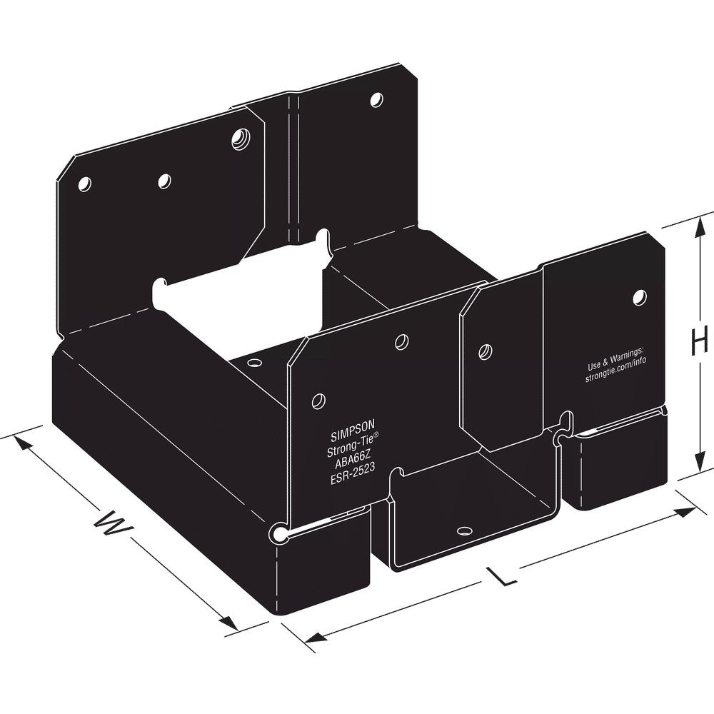 Simpson ABA66PC Outdoor Accents ZMAX, Black Powder-Coated Adjustable Standoff Post Base for 6x6