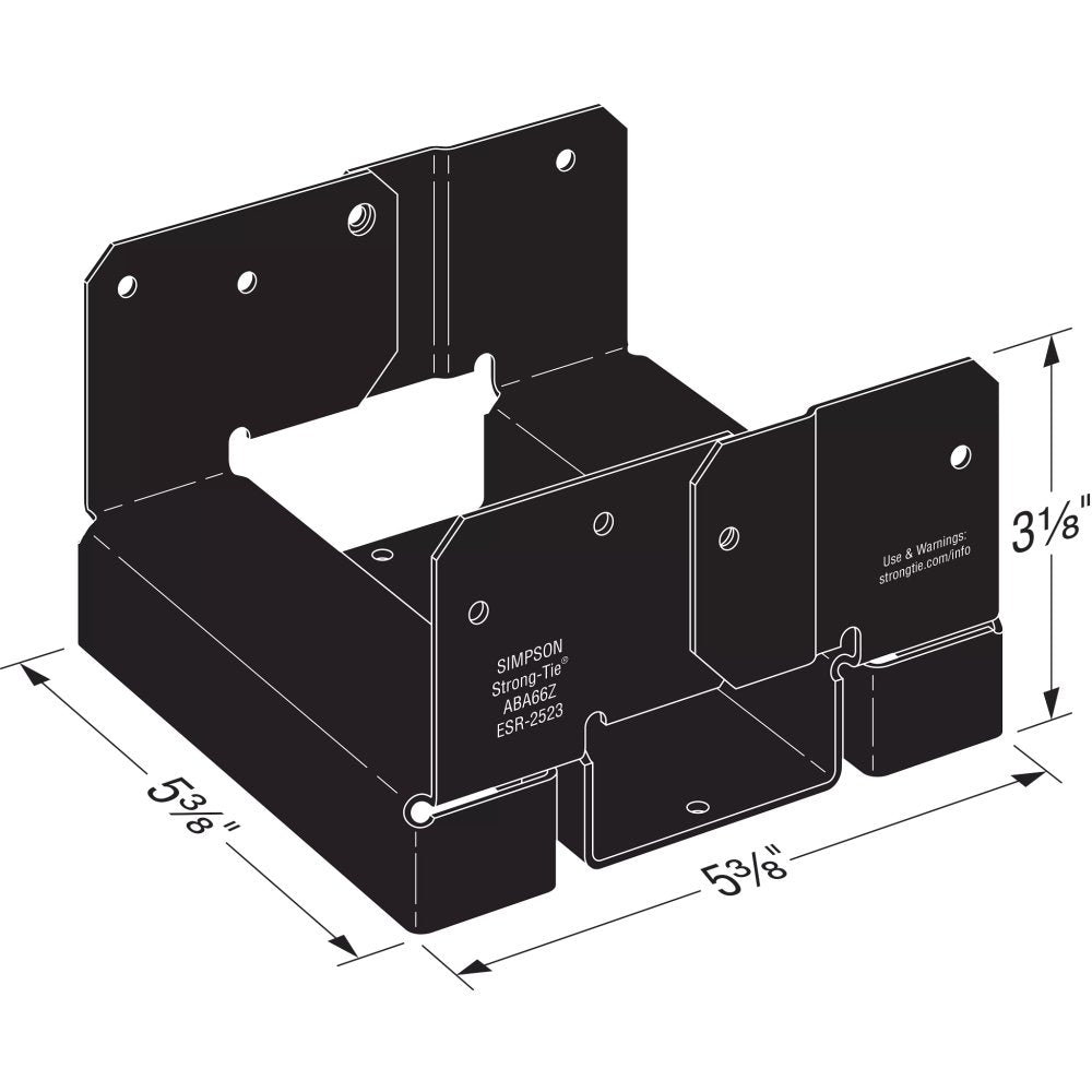 Simpson ABA66PC Outdoor Accents ZMAX, Black Powder-Coated Adjustable Standoff Post Base for 6x6