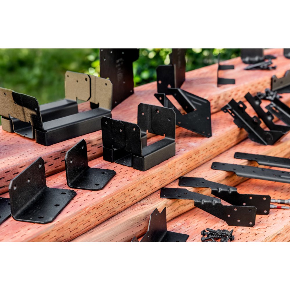 Simpson ABA66PC Outdoor Accents ZMAX, Black Powder-Coated Adjustable Standoff Post Base for 6x6