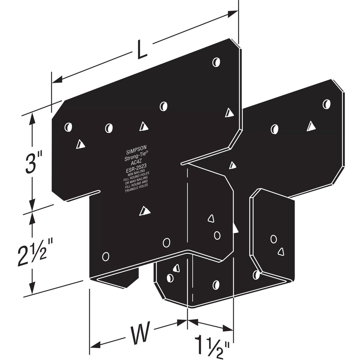 Simpson 4X Adjustable Post Cap ZMAX Black Powder-Coated AC4PC