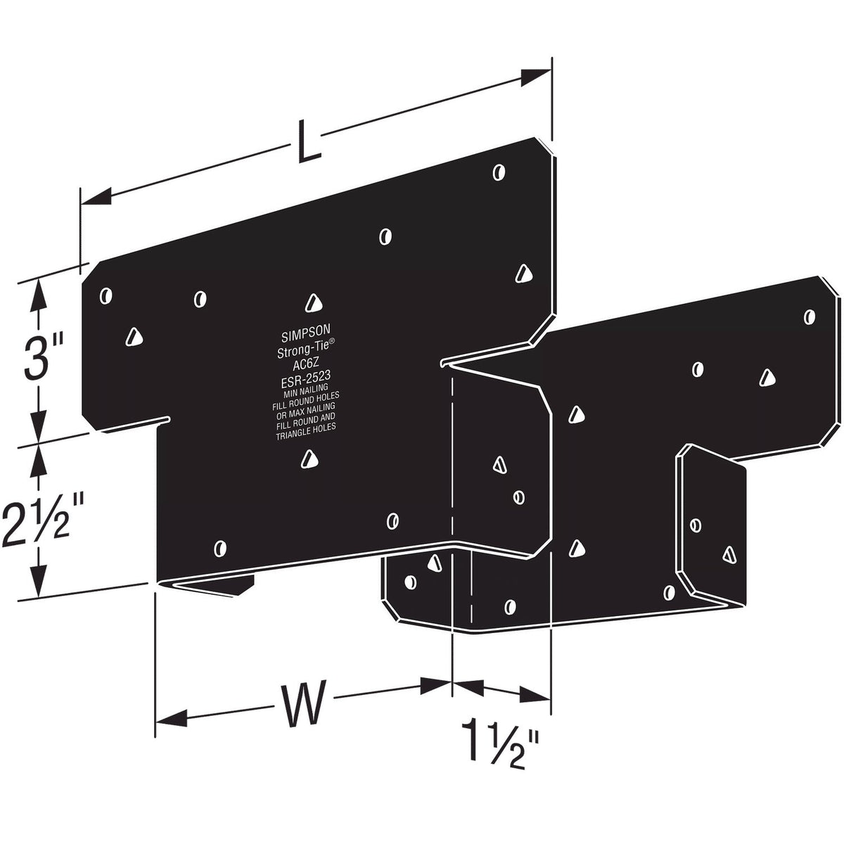 Simpson 6X Adjustable Post Cap ZMAX Black Powder-Coated AC6PC