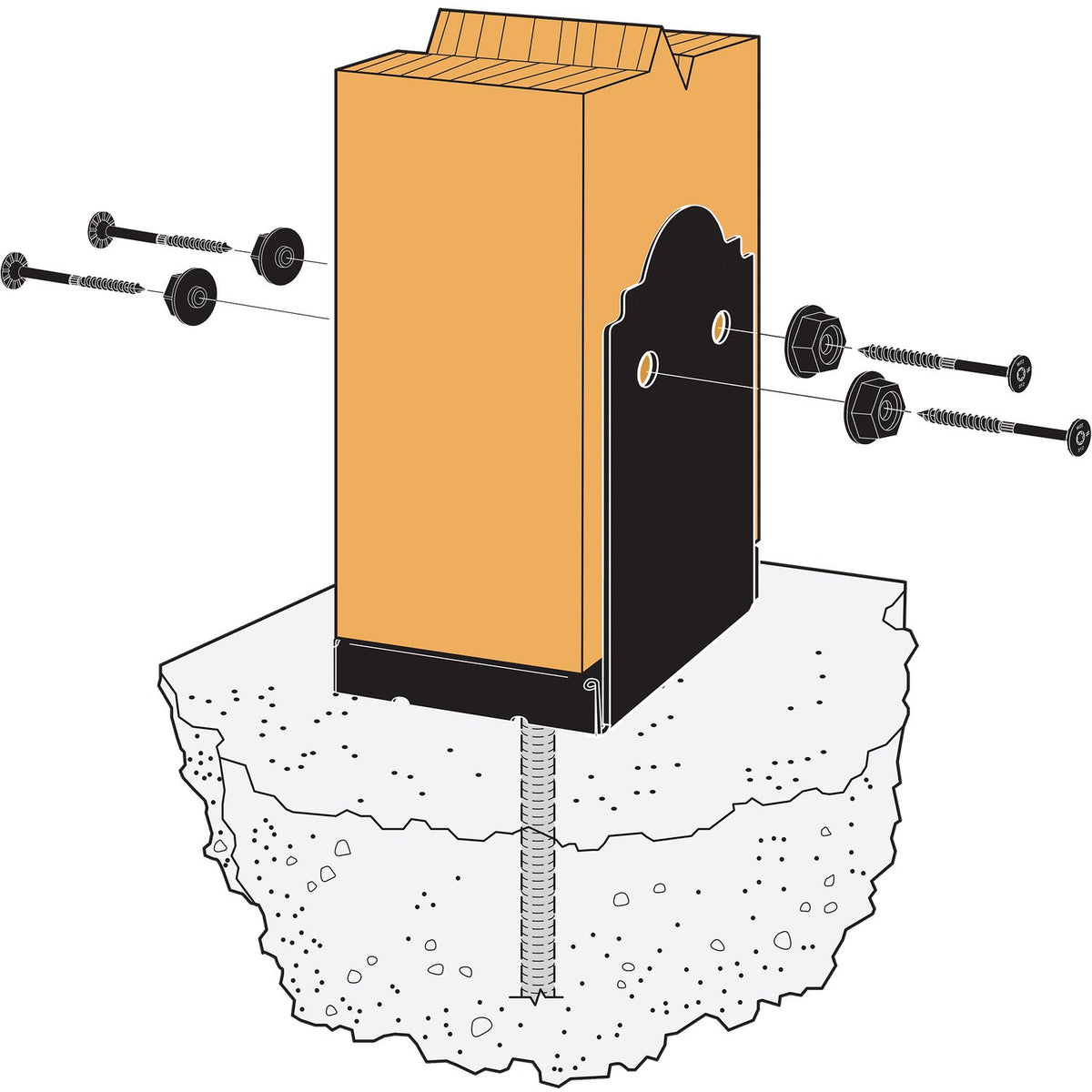 Simpson APB66R Ornamental Rough 6x6 Post Base - Black Powder Coat