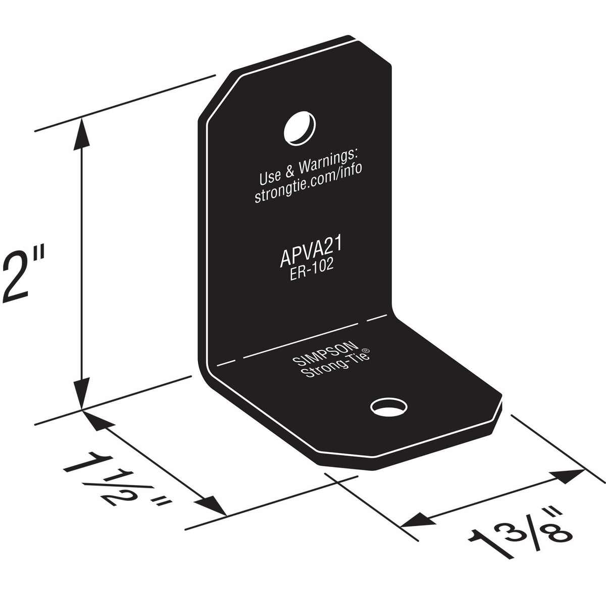 Simpson APVA21 Avant Ornamental Angle, 2x1-1/2 Black Powder Coated