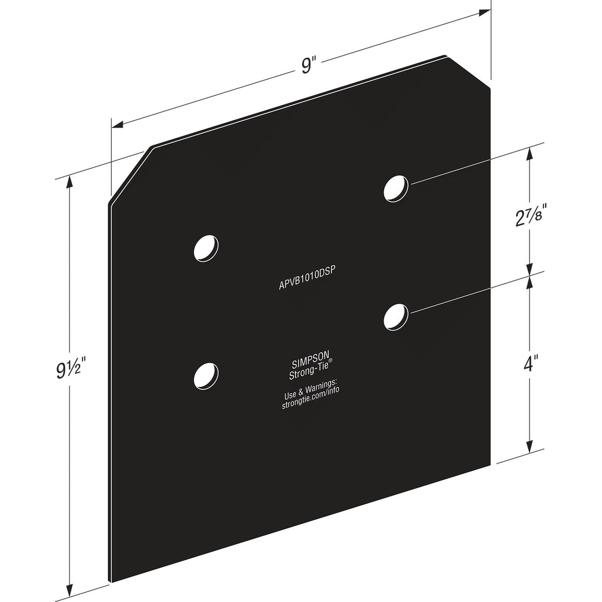 Simpson APVB1010DSP Avant 10X Decorative Post Base Plates - Black Powder Coat