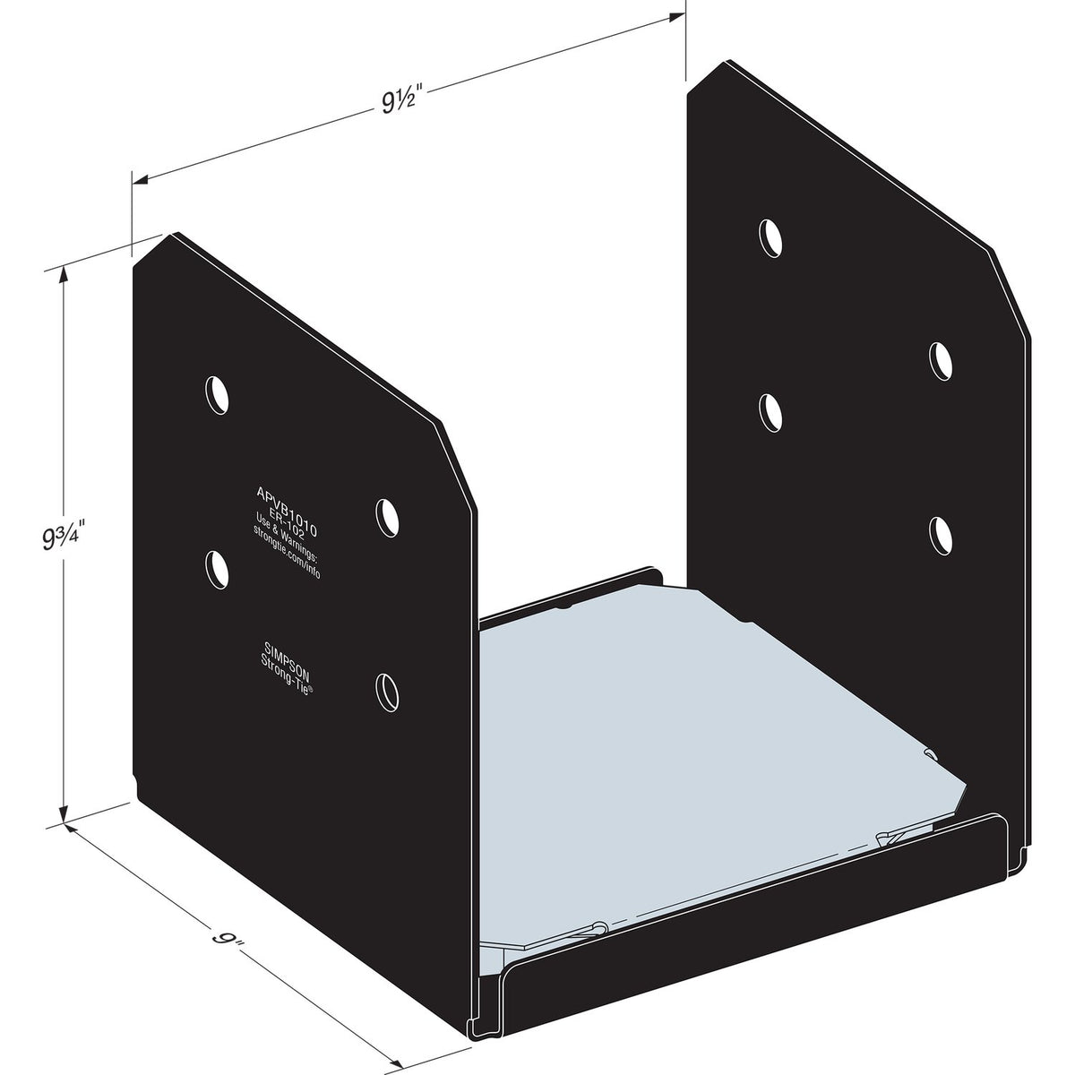 Simpson APVB1010 Avant Ornamental 10x10 Post Base - Black Powder Coat