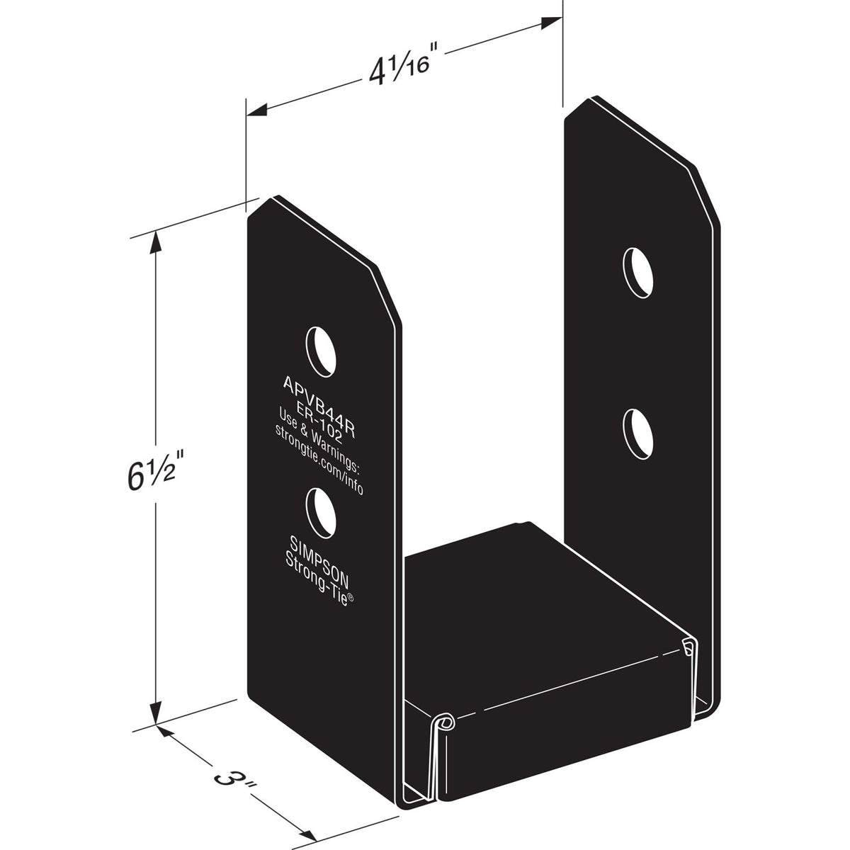 Simpson APVB44R Avant Rough 4x4 Ornamental Post Base - Black Powder Coat