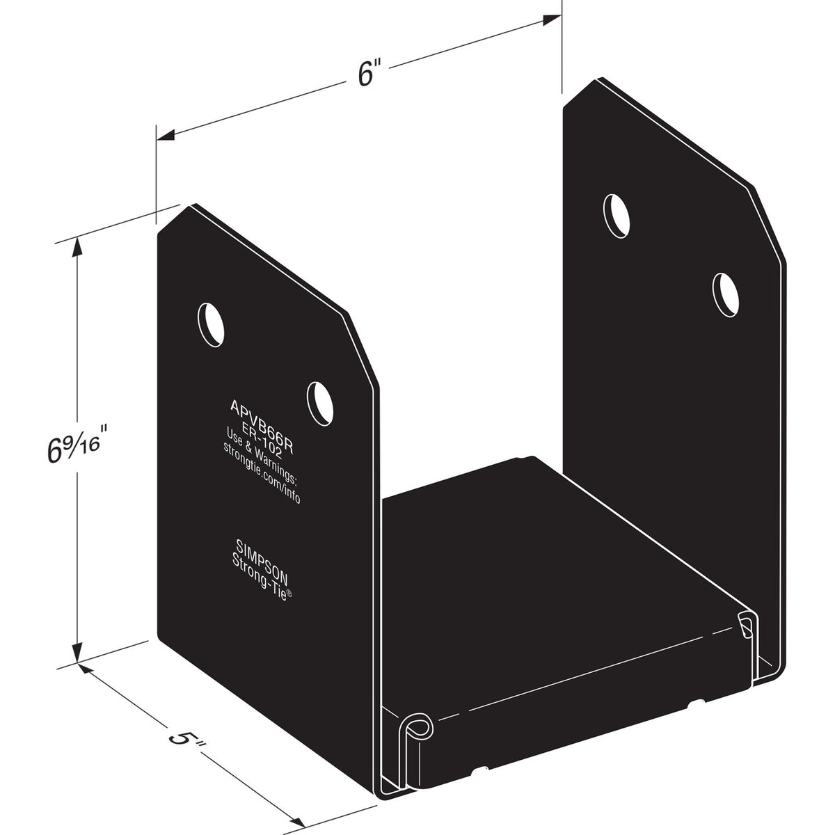 Simpson APVB66R Avant Rough 6x6 Ornamental Post Base - Black Powder Coat