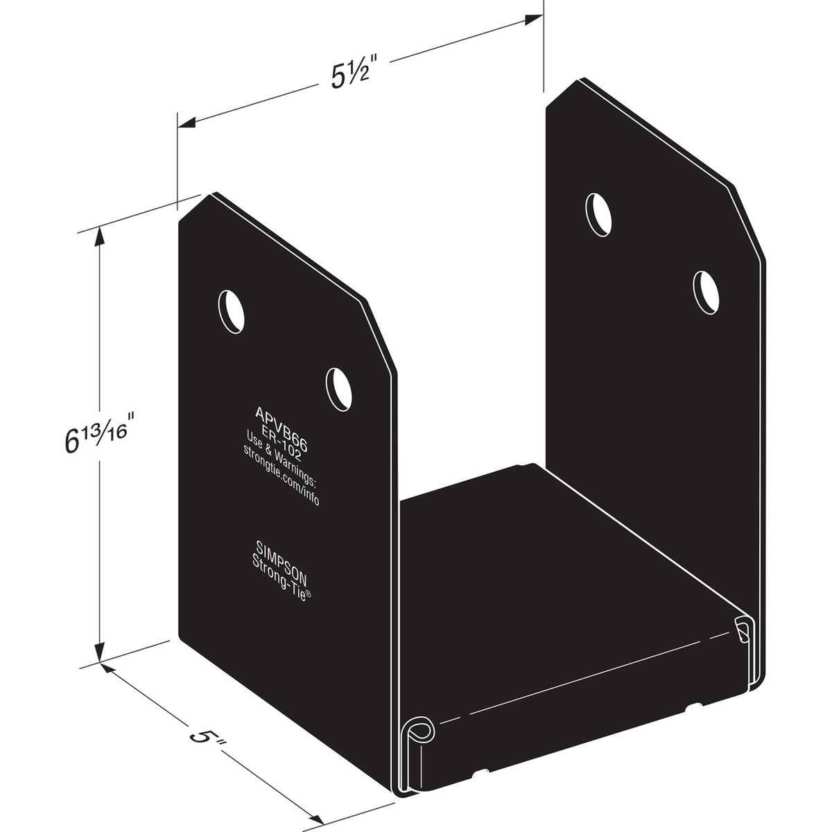 Simpson APVB66 Avant Ornamental 6x6 Post Base - Black Powder Coat