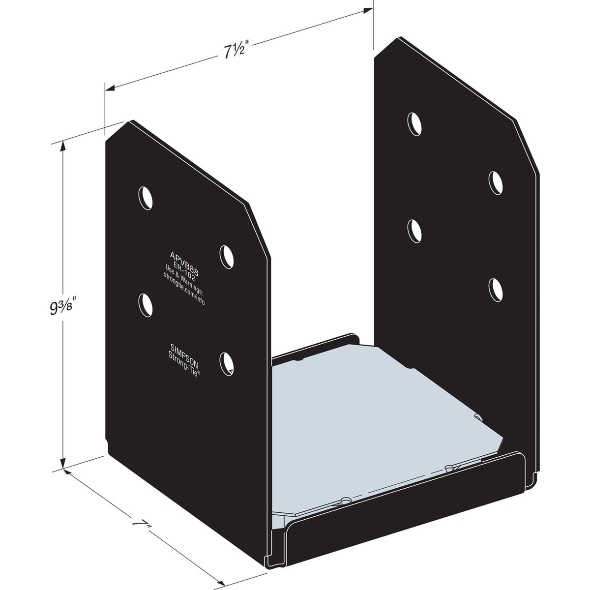 Simpson APVB88 Avant Ornamental 8x8 Post Base - Black Powder Coat