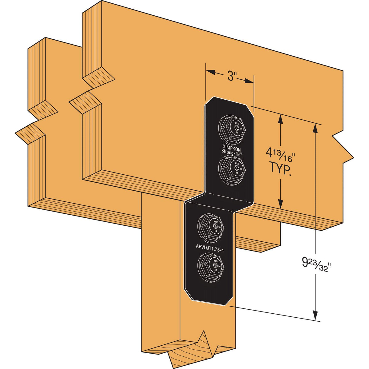 Simpson APVDJT1.75-4 Avant Ornamental Deck Joist Tie - Black Powder Coat