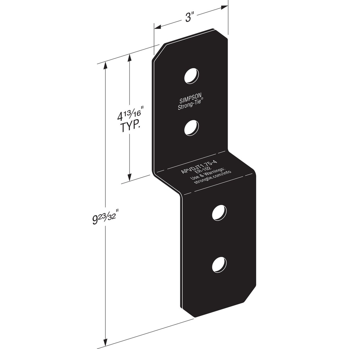 Simpson APVDJT1.75-4 Avant Ornamental Deck Joist Tie - Black Powder Coat