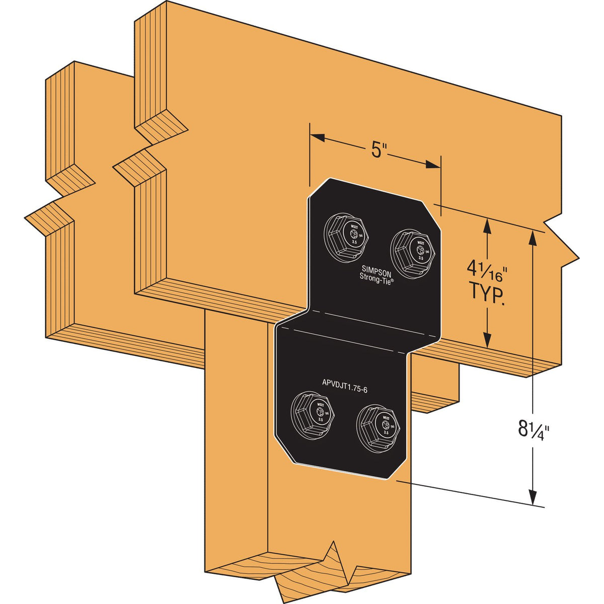 Simpson APVDJT1.75-6 Avant Ornamental Deck Joist Tie - Black Powder Coat