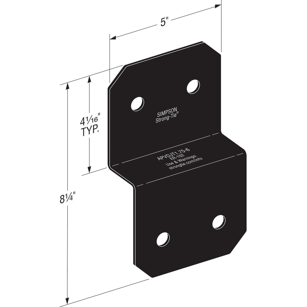 Simpson APVDJT1.75-6 Avant Ornamental Deck Joist Tie - Black Powder Coat