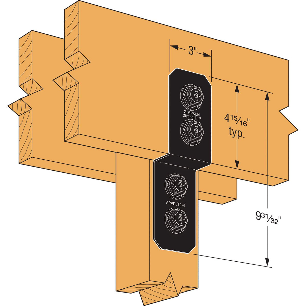 Simpson APVDJT2-4 Avant Ornamental Deck Joist Tie - Black Powder Coat