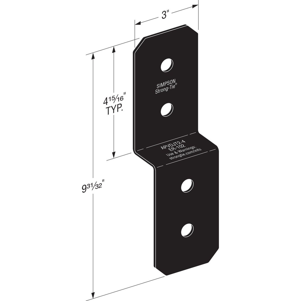 Simpson APVDJT2-4 Avant Ornamental Deck Joist Tie - Black Powder Coat