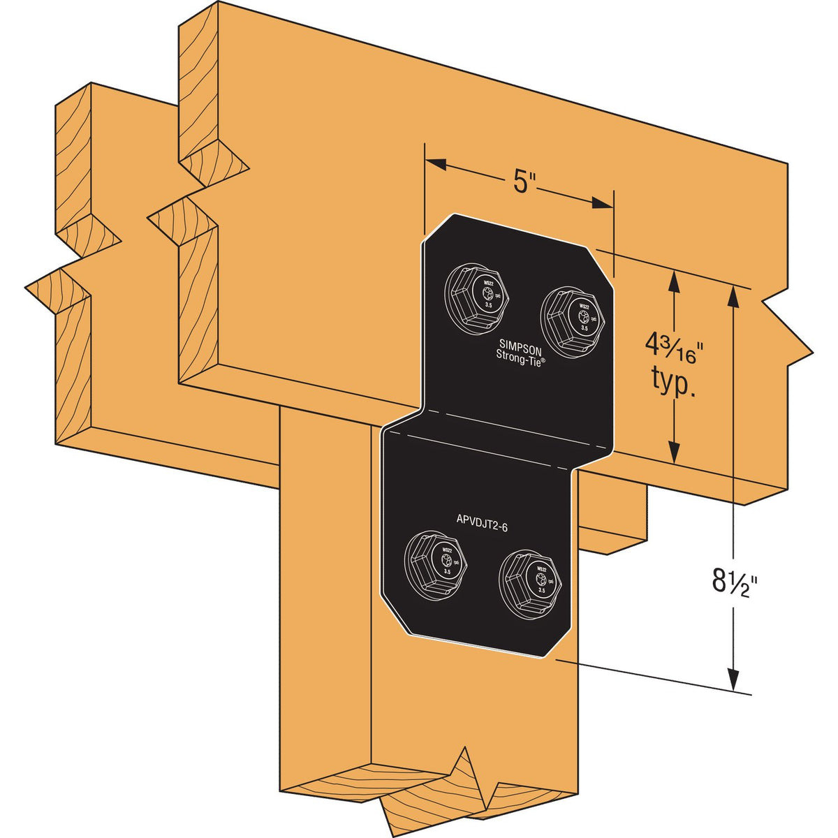 Simpson APVDJT2-6 Avant Ornamental Deck Joist Tie - Black Powder Coat