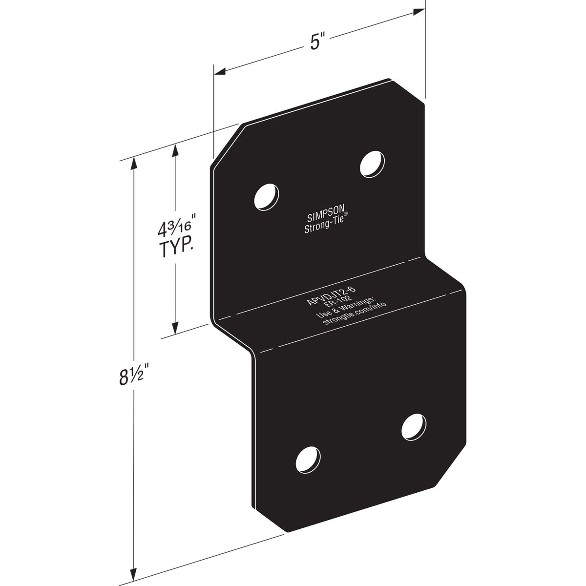 Simpson APVDJT2-6 Avant Ornamental Deck Joist Tie - Black Powder Coat