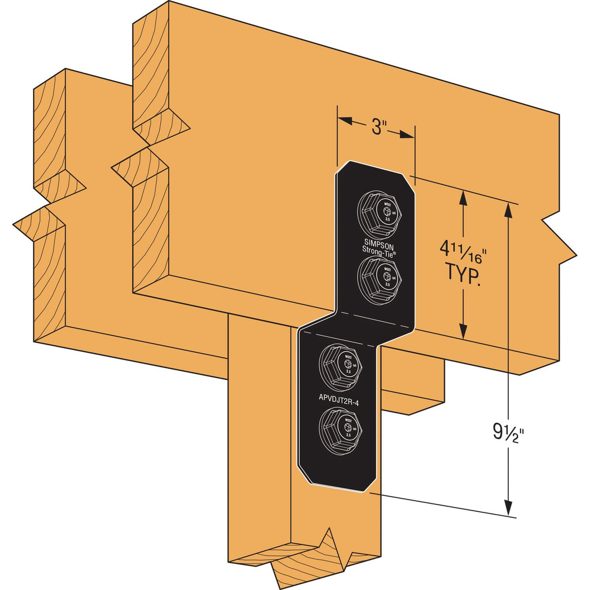 Simpson APVDJT2R-4 Avant Ornamental Deck Joist Tie - Black Powder Coat